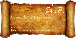 Szpevák Piroska névjegykártya